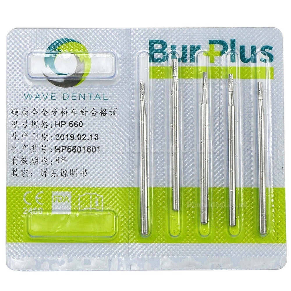 5Packs Wave Dental Low Speed Straight Flat End Crosscut Carbide Burs HP 555 556 560 563